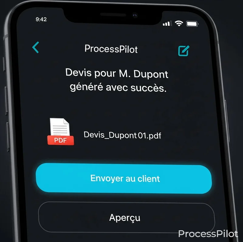 Étape 2 : Devis PDF généré automatiquement
